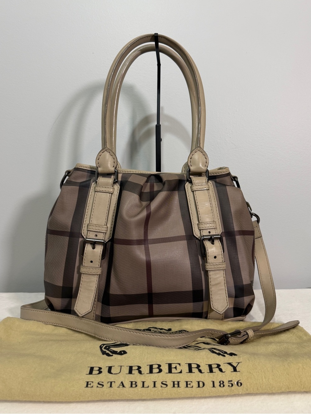 Burberry Northfield Smoked Check Satchel Crossbody Bag Multicolor & Dust Bag